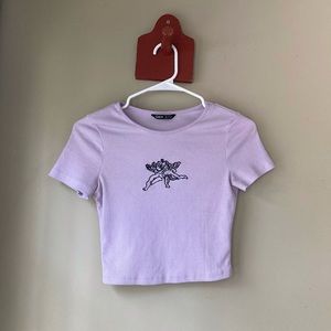 Shein Purple Cherub Angel Crop Top S
